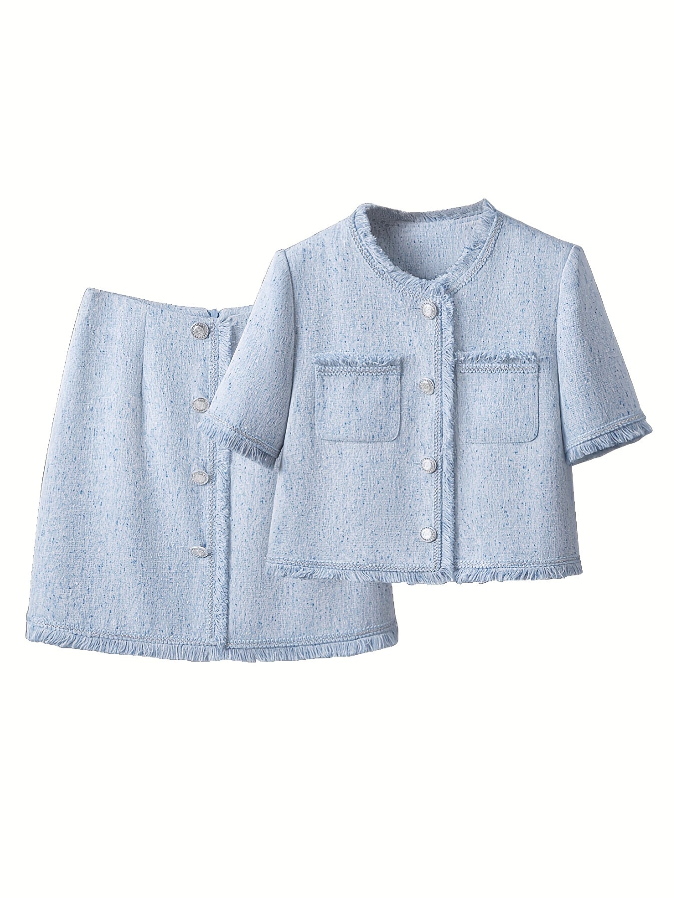 Little Fragrance Set Summer New Women's Elegant Round Neck Jacket and Skirt Two-Piece Suit S51B0525N