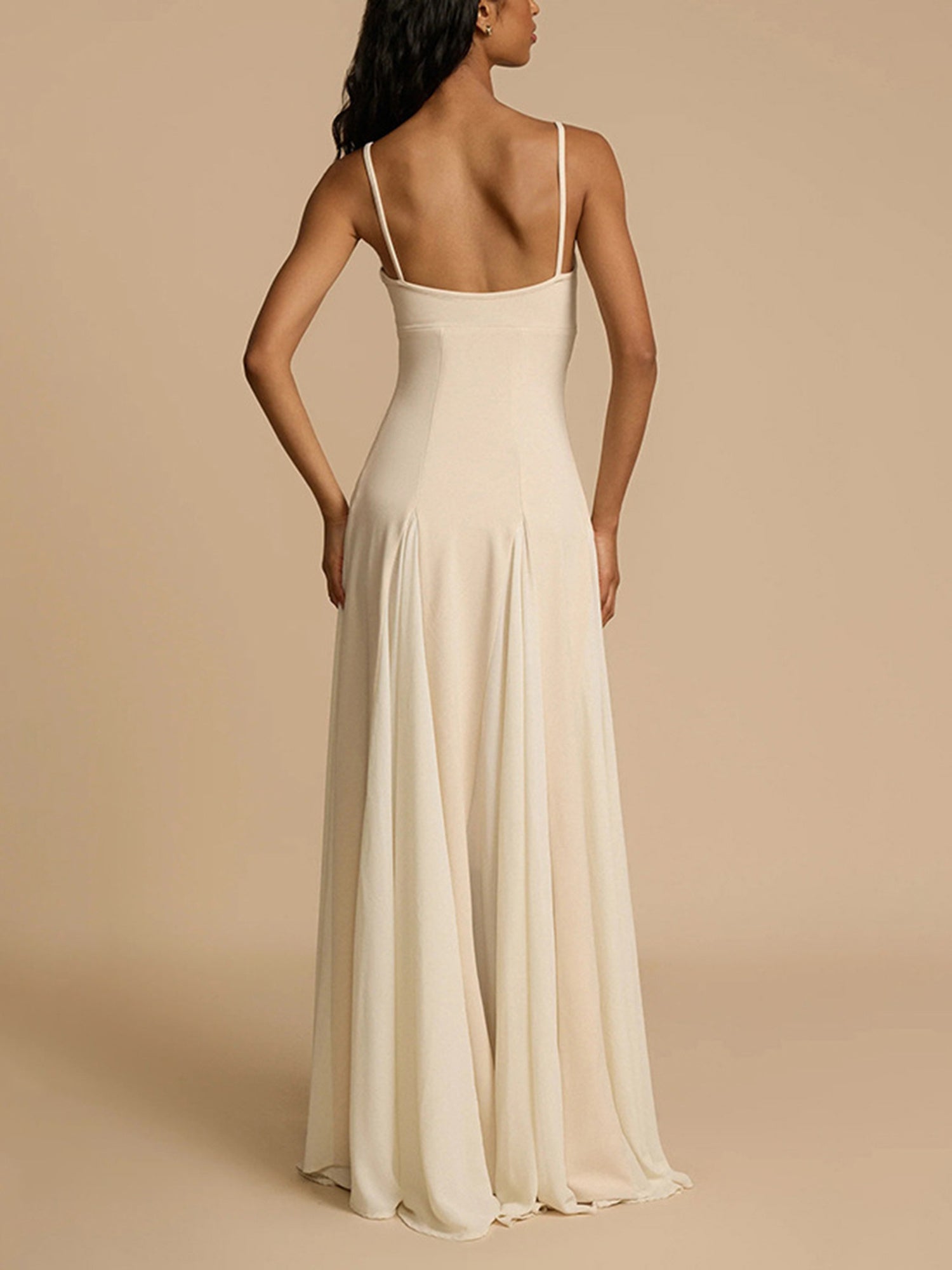 Women Long Dress Solid Color Spaghetti Strap Sleeveless Cami Dress Summer Fashion Big Swing Casual Dress