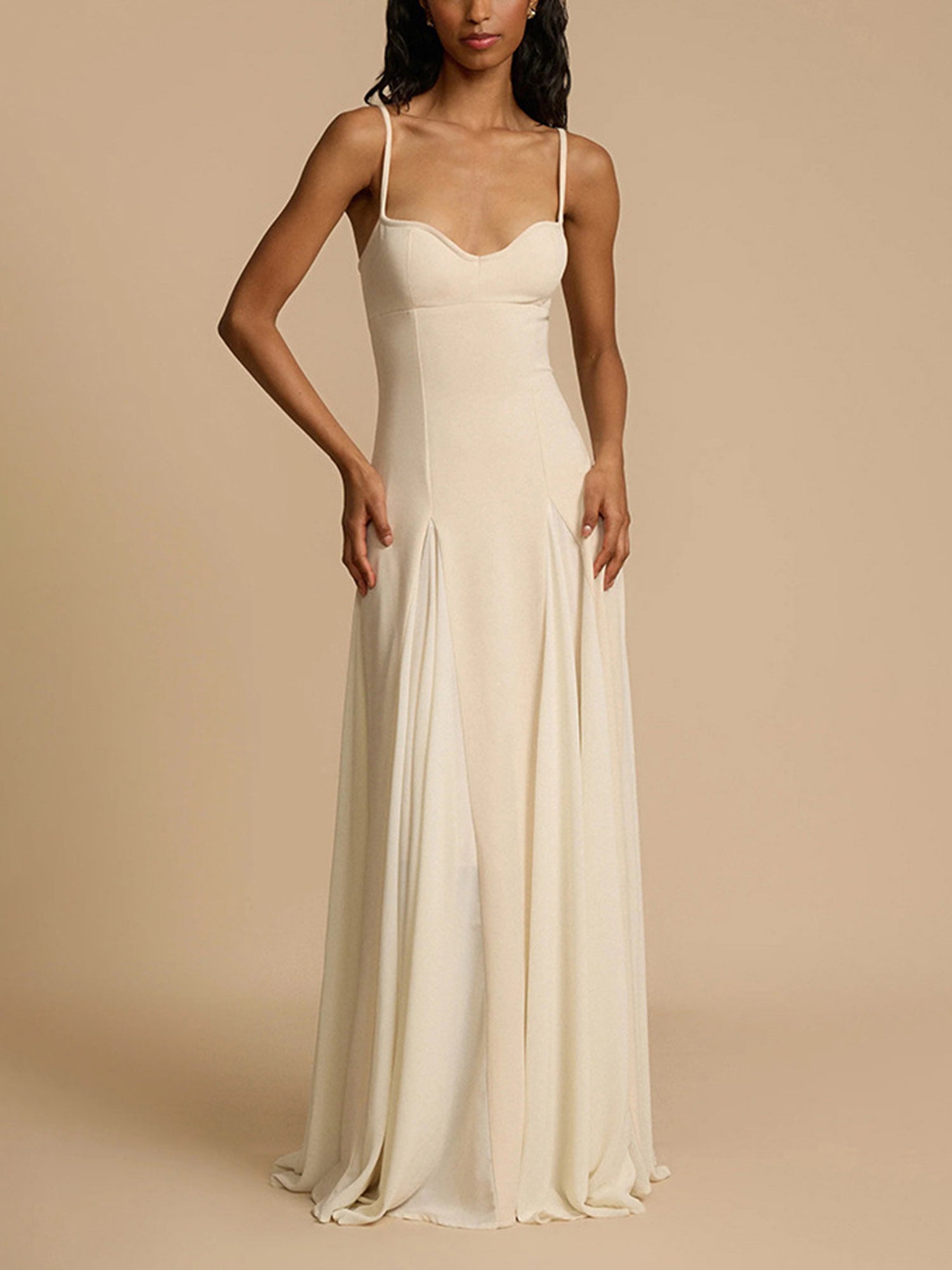 Women Long Dress Solid Color Spaghetti Strap Sleeveless Cami Dress Summer Fashion Big Swing Casual Dress