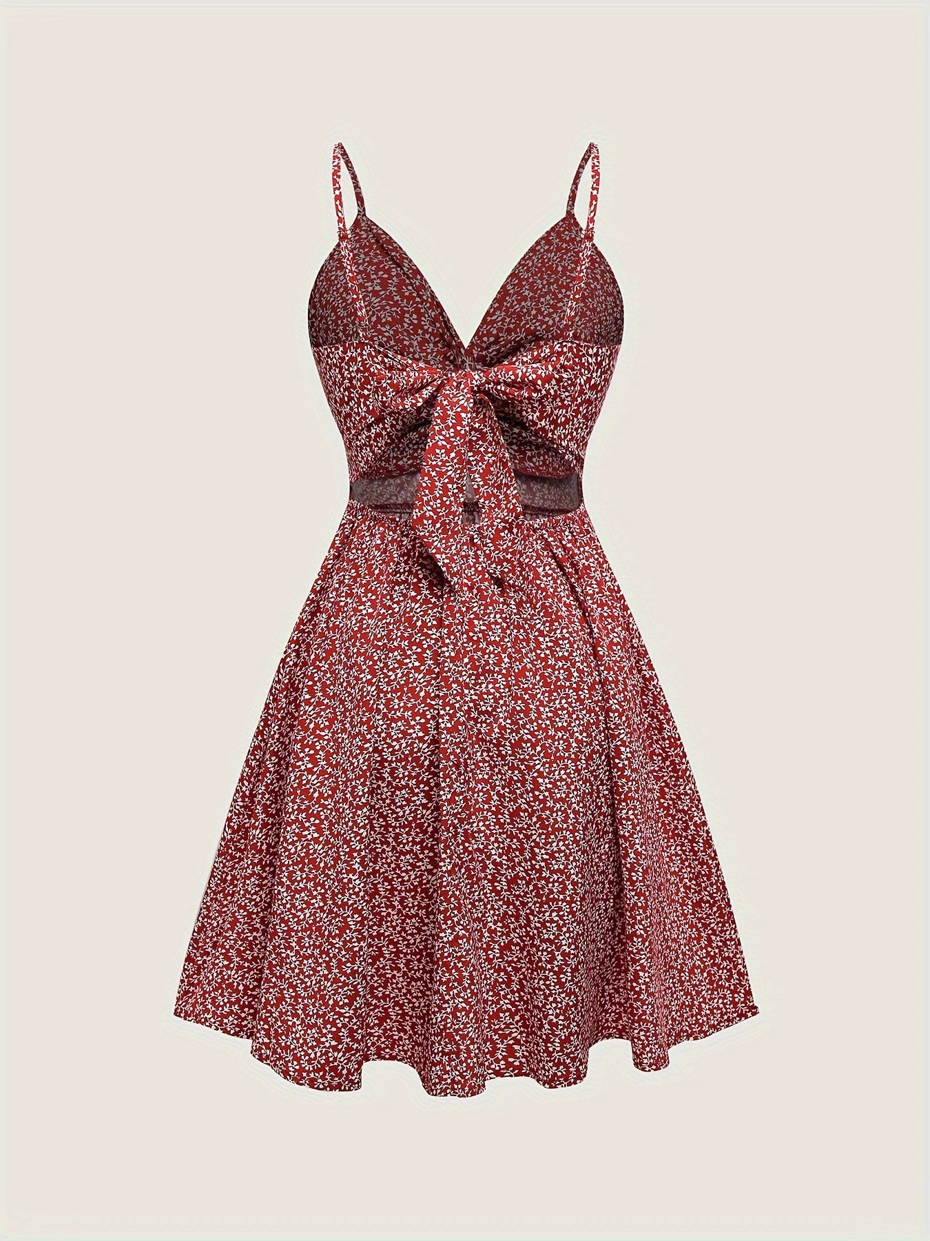 Floral Print Twist Front Cami Dress, Elegant Sleeveless A-Line Dress for Spring & Summer, Women's Clothing