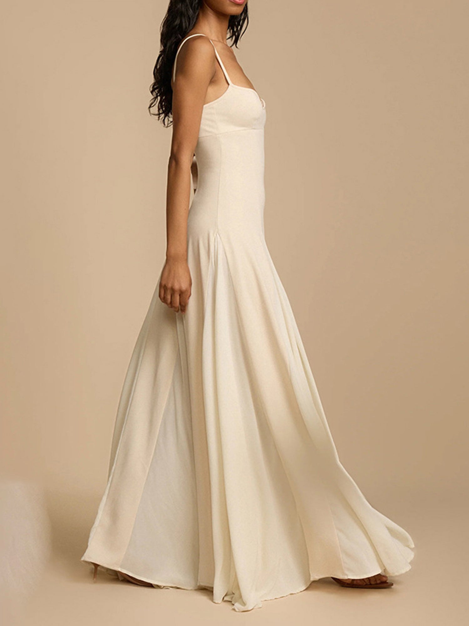 Women Long Dress Solid Color Spaghetti Strap Sleeveless Cami Dress Summer Fashion Big Swing Casual Dress